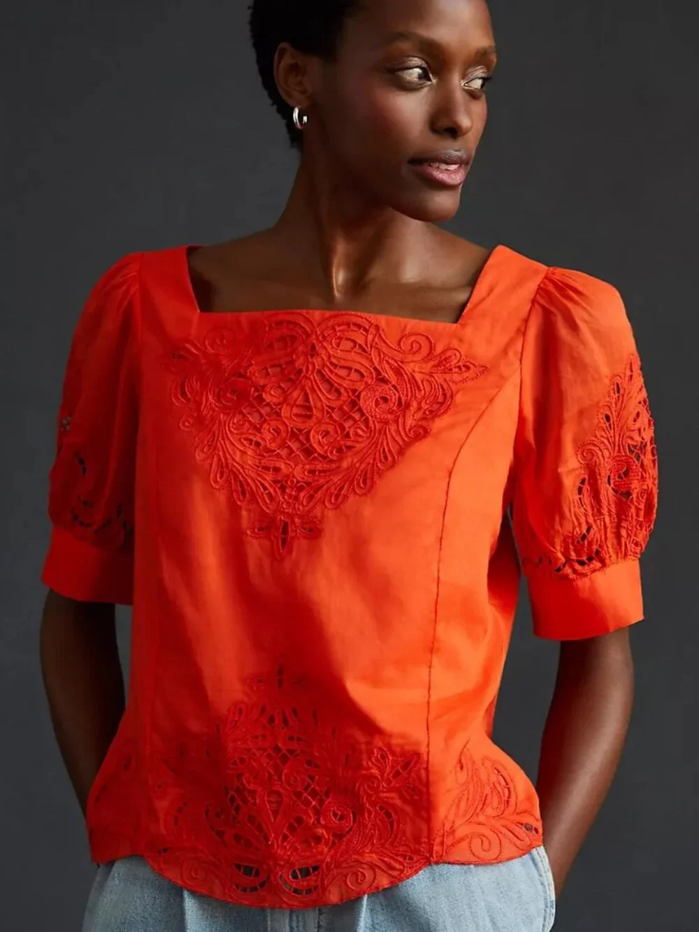Anthropologie Short-Sleeve Cutwork Blouse - Picture 2 of 6